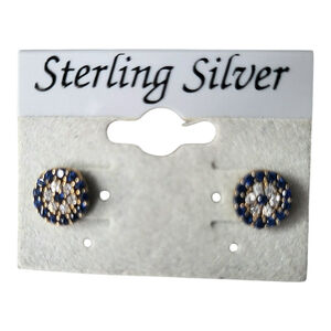 Sterling Silver Blue White Stud Earrings One Size